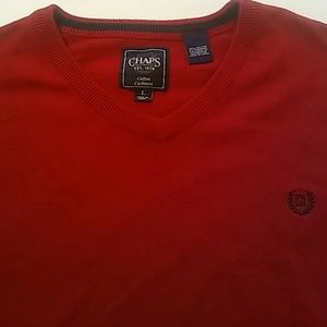 Chaps By Ralph Lauren Mens Large VNeck Red Sweater